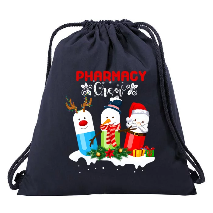 Pharmacy Crew Christmas Pills Snow Reindeer Santa Claus Gift Drawstring Bag