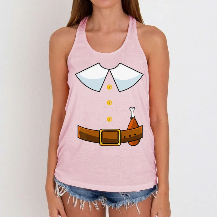 Pilgrim Costume Collar Thanksgiving Turkey Day Funny Women's Knotted Racerback Tank