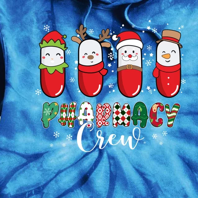 Pharmacy Crew Christmas Pills Snow Reindeer Santa Lights Gift Tie Dye Hoodie