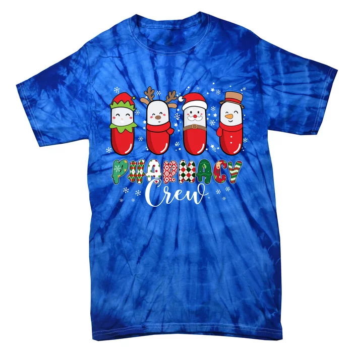 Pharmacy Crew Christmas Pills Snow Reindeer Santa Lights Gift Tie-Dye T-Shirt