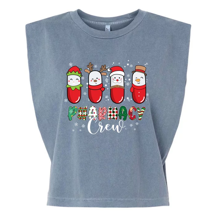 Pharmacy Crew Christmas Pills Snow Reindeer Santa Lights Gift Garment-Dyed Women's Muscle Tee