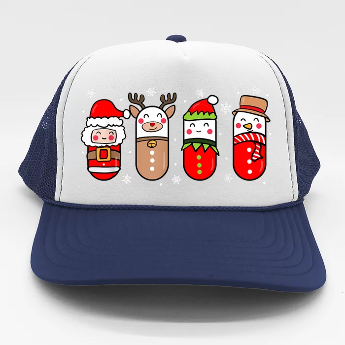 Pharmacy Crew Christmas Pills Snow Reindeer Xmas Pajamas Gift Trucker Hat