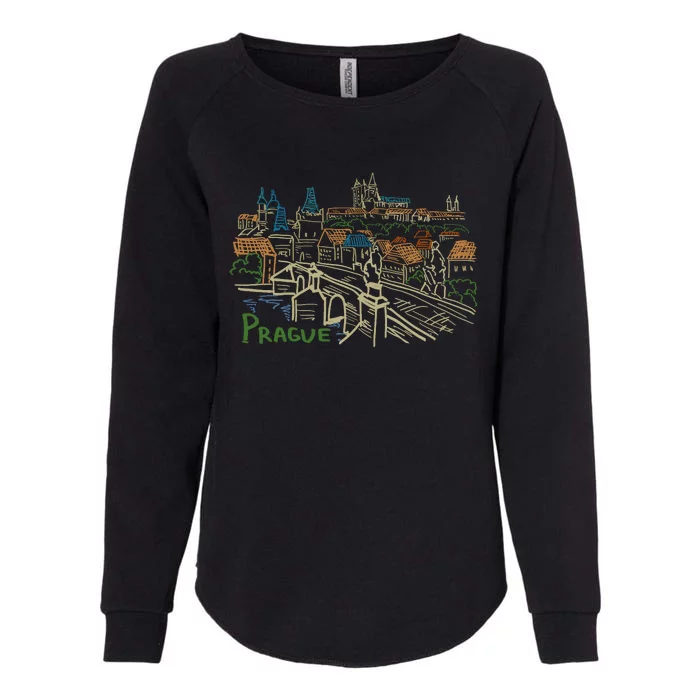 Prague City Charles Bridge Womens California Wash Sweatshirt