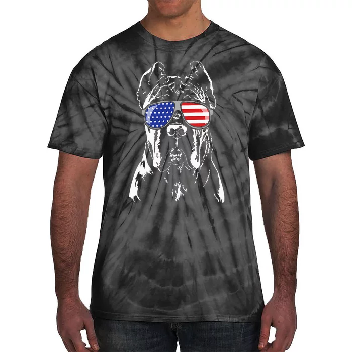 Proud Cane Corso American Flag Sunglasses Patriotic Dog Tie-Dye T-Shirt