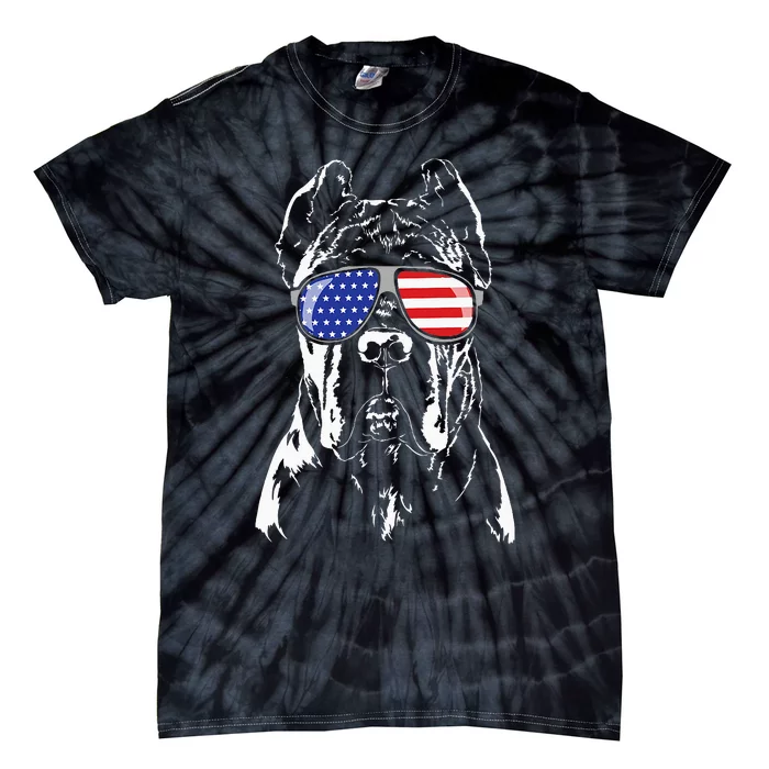 Proud Cane Corso American Flag Sunglasses Patriotic Dog Tie-Dye T-Shirt