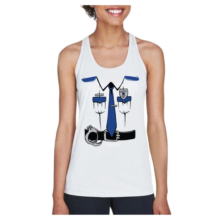 Police Costume Cop Uniform Officer Halloween Women's Racerback Tank