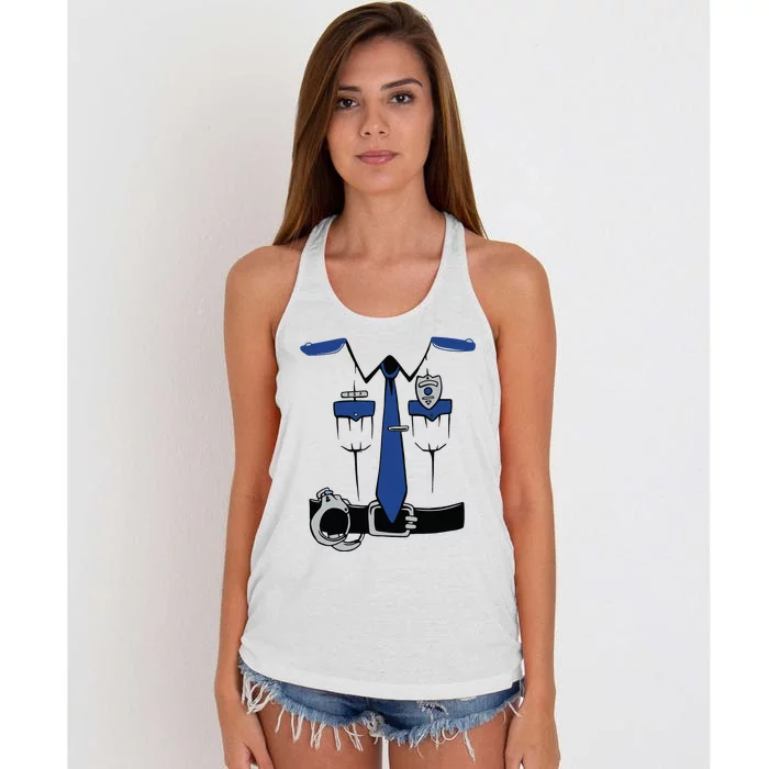 Police Costume Cop Uniform Officer Halloween Women's Knotted Racerback Tank