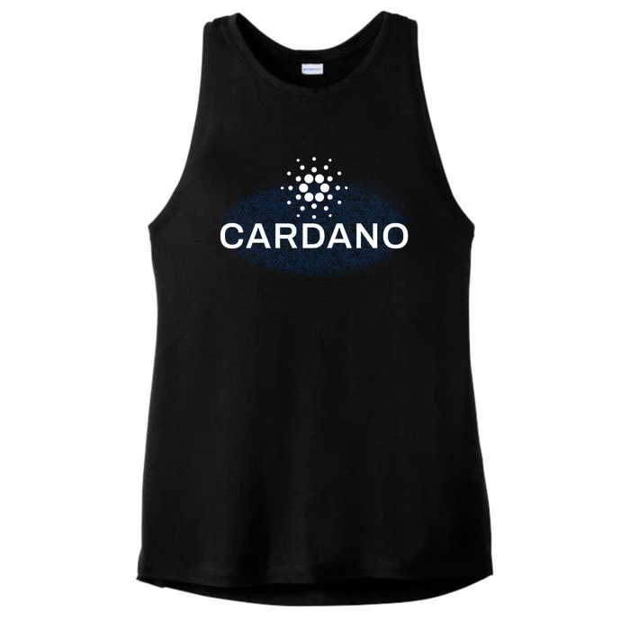 Pixel Cardano Cryptocurrency Logo Ladies Tri-Blend Wicking Tank