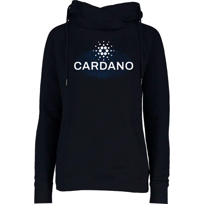 Pixel Cardano Cryptocurrency Logo Womens Funnel Neck Pullover Hood