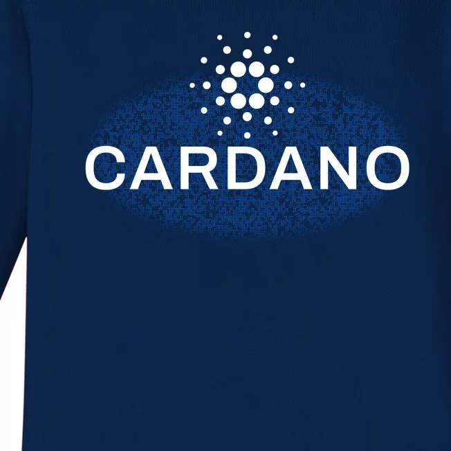 Pixel Cardano Cryptocurrency Logo Baby Long Sleeve Bodysuit