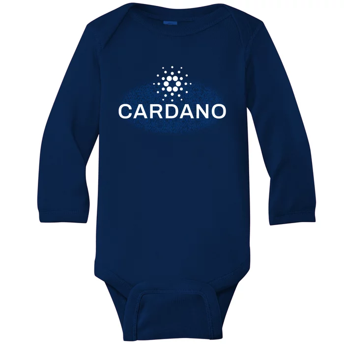 Pixel Cardano Cryptocurrency Logo Baby Long Sleeve Bodysuit