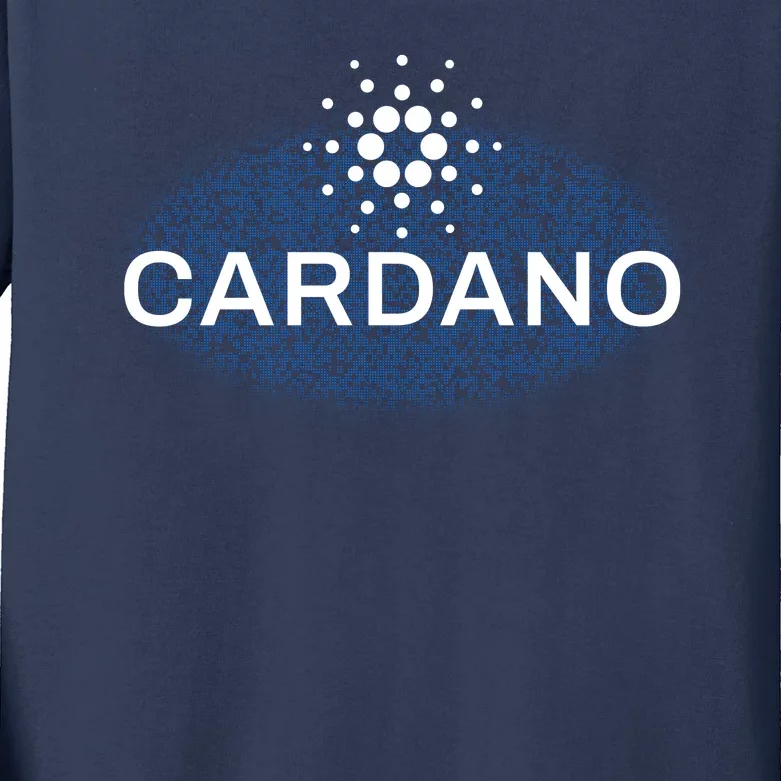 Pixel Cardano Cryptocurrency Logo Kids Long Sleeve Shirt