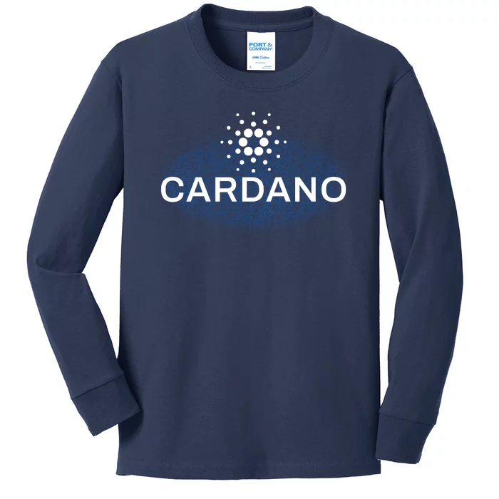 Pixel Cardano Cryptocurrency Logo Kids Long Sleeve Shirt