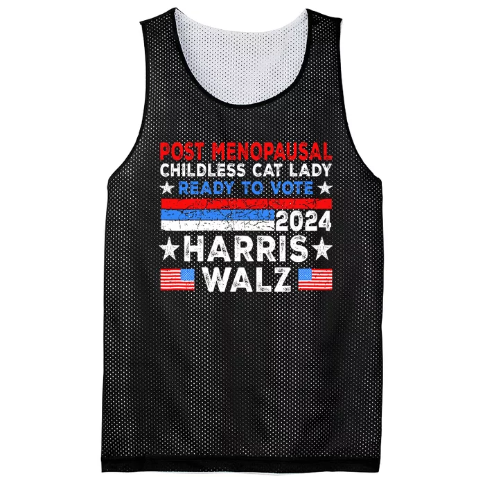 Postmenopausal Childless Cat Lady Ready To Vote Harris Walz Mesh Reversible Basketball Jersey Tank