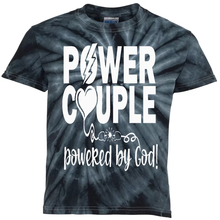 Power Couple Christian Couples Matching Valentines Day Kids Tie-Dye T-Shirt