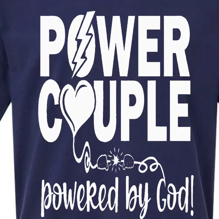 Power Couple Christian Couples Matching Valentines Day Sueded Cloud Jersey T-Shirt