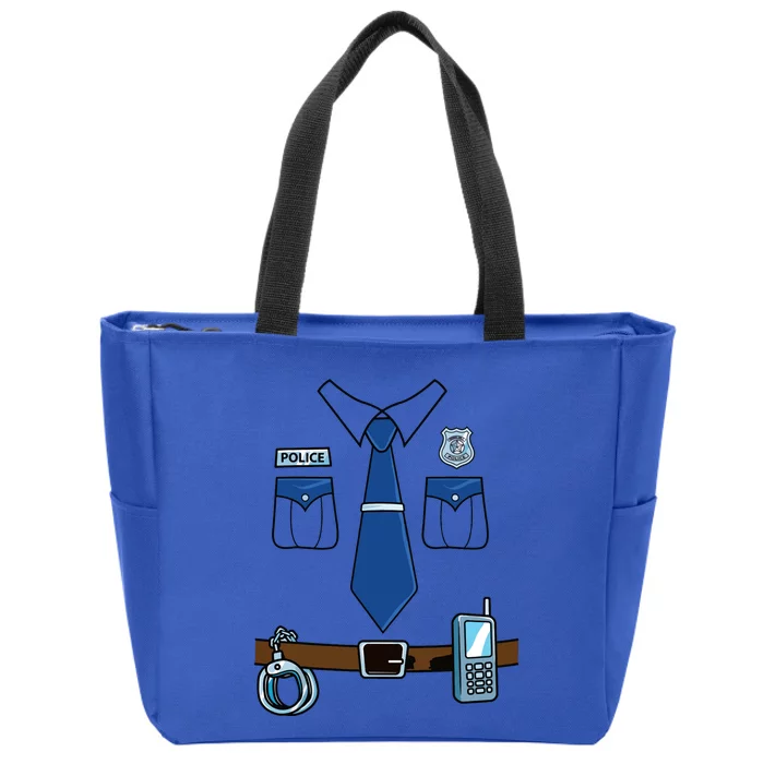 Police Costume Cop Uniform Officer Halloween Zip Tote Bag