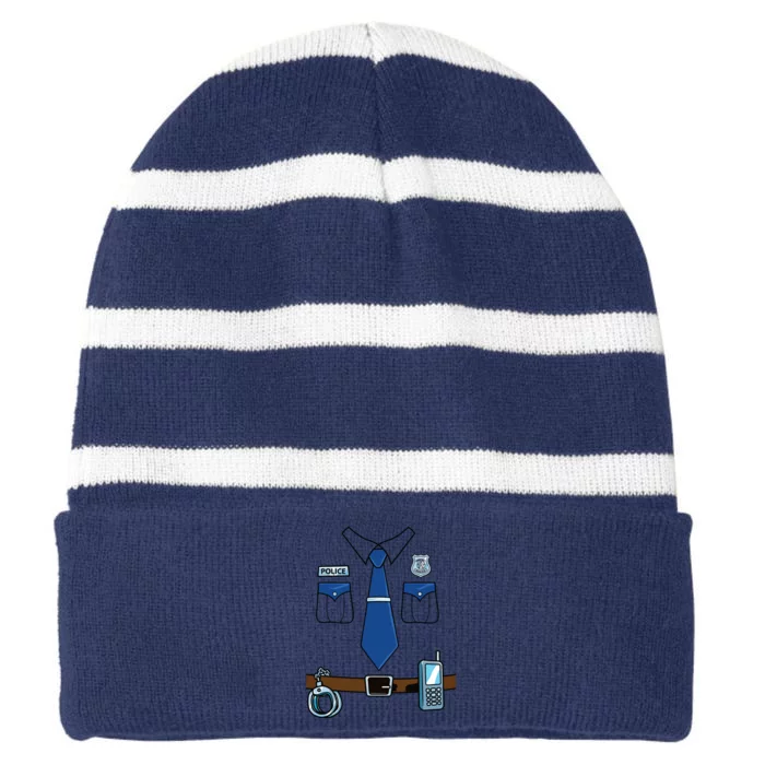 Police Costume Cop Uniform Officer Halloween Striped Beanie with Solid Band