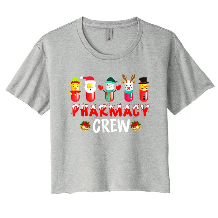 Pharmacy Crew Christmas Snow Reindeer Santa Claus Gift Women's Crop Top Tee