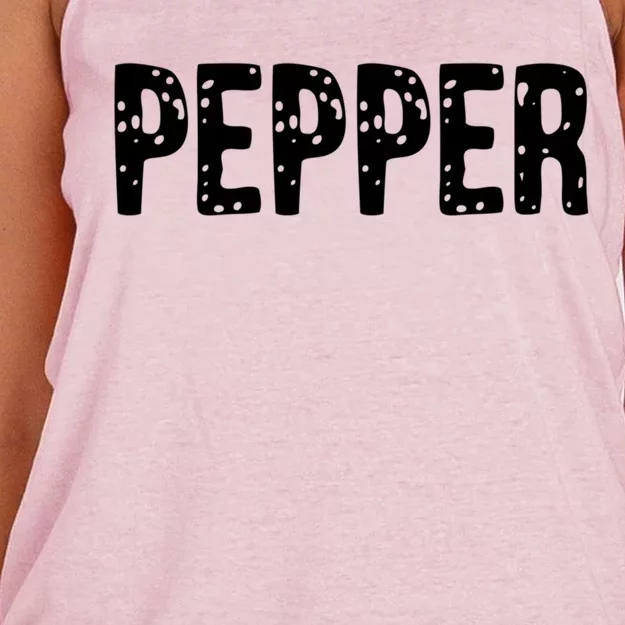 Pepper Costume Couple Salt And Pepper Costume Gift Women's Knotted Racerback Tank