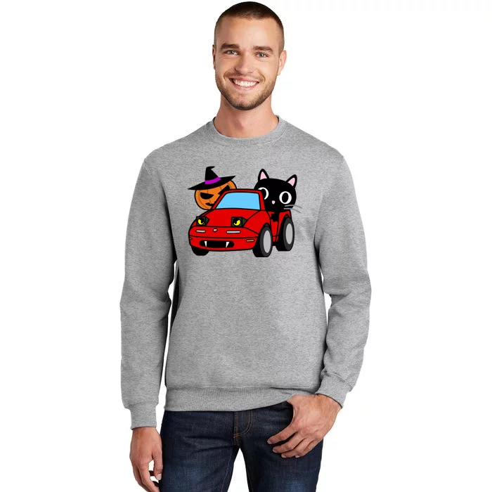 Pumpkin Cat Car For Kids Halloween Tall Sweatshirt