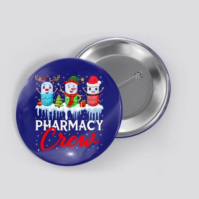 Pharmacy Crew Cute Xmas Lights Santa Reindeer Elf Pharmacist Gift Button