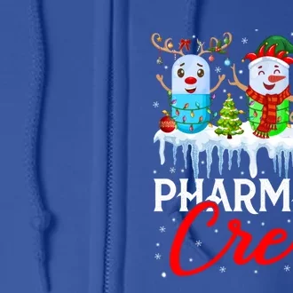 Pharmacy Crew Cute Xmas Lights Santa Reindeer Elf Pharmacist Gift Full Zip Hoodie