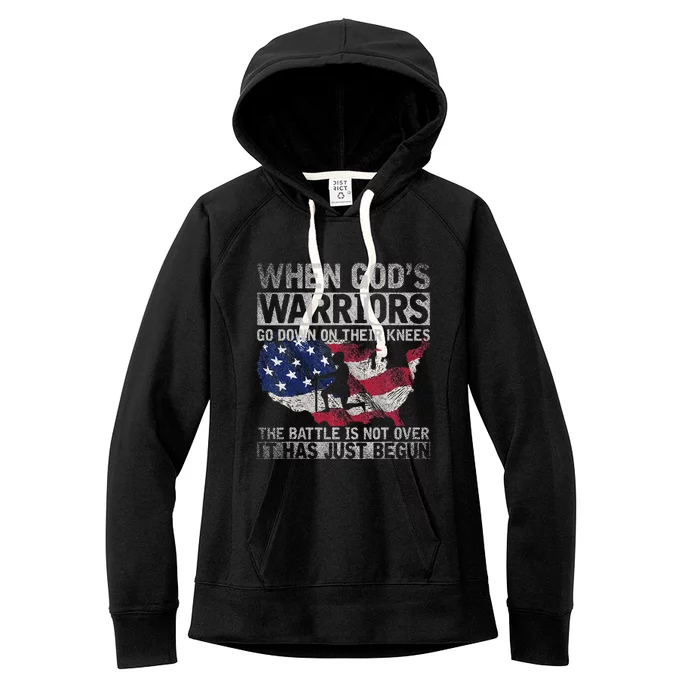 Patriotic Christian Devotee God Christianity US Flag Jesus Women's Fleece Hoodie