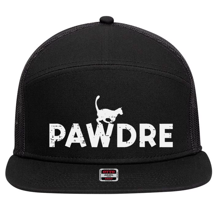 Pawdre Cat Dad Cute Fur Papa Fathers Day Pet Paw 7 Panel Mesh Trucker Snapback Hat