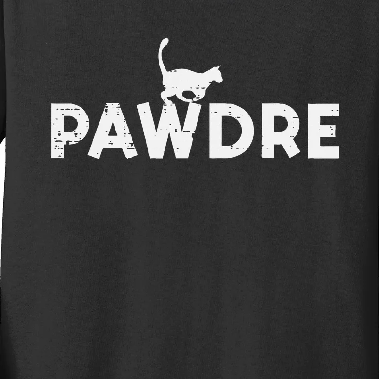 Pawdre Cat Dad Cute Fur Papa Fathers Day Pet Paw Kids Long Sleeve Shirt