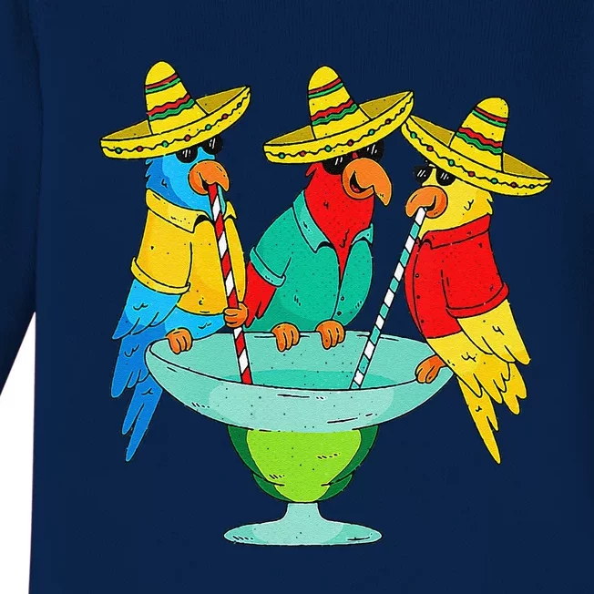 Parrot Cinco De Mayo Funny Drinking Tequila Mexican Fiesta Baby Long Sleeve Bodysuit