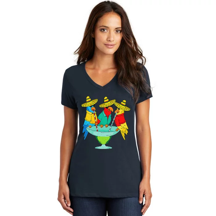 Parrot Cinco De Mayo Funny Drinking Tequila Mexican Fiesta Women's V-Neck T-Shirt