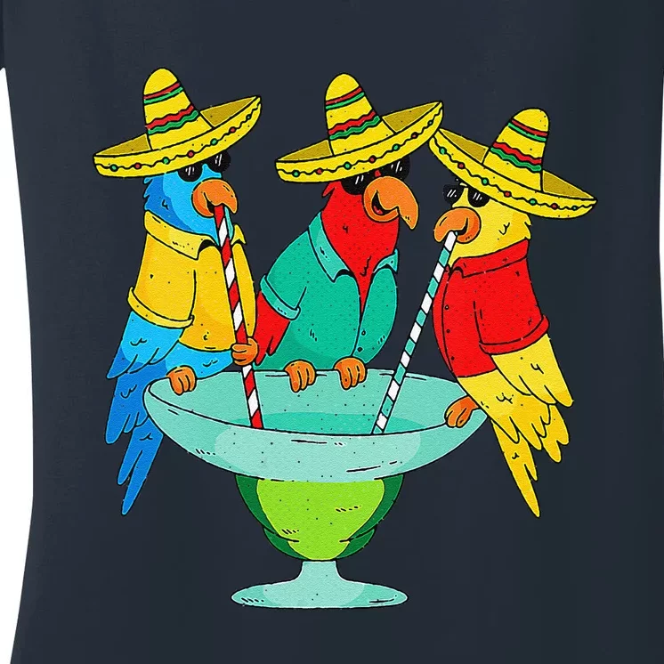 Parrot Cinco De Mayo Funny Drinking Tequila Mexican Fiesta Women's V-Neck T-Shirt