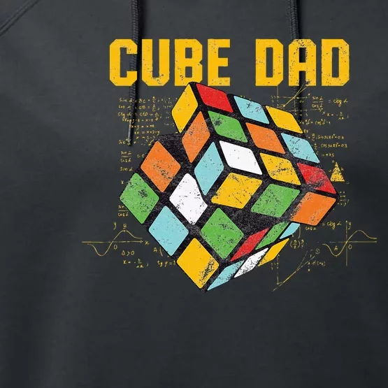 Puzzle Cube Dad Speed Cubing 80's Performance Fleece Hoodie