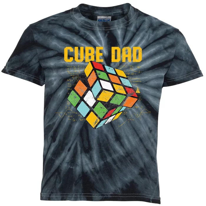 Puzzle Cube Dad Speed Cubing 80's Kids Tie-Dye T-Shirt