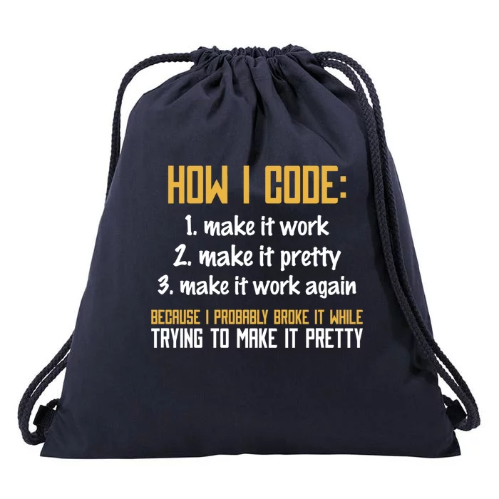 Programmer Coder Developer Programming Coding Great Gift Drawstring Bag