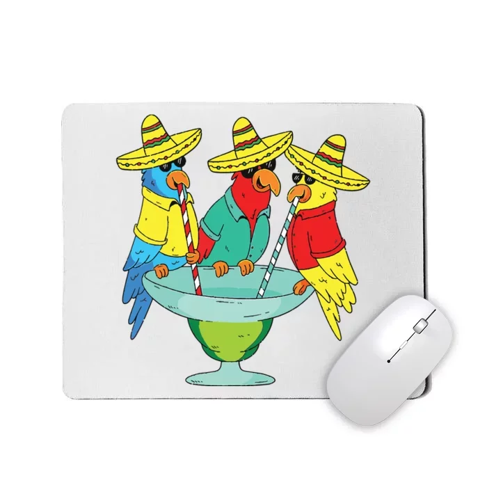 Parrot Cinco De Mayo Funny Drinking Tequila Mexican Fiesta Mousepad