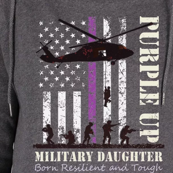 Purple Children's Dress Up Military Children's Month American Flag Womens Funnel Neck Pullover Hood