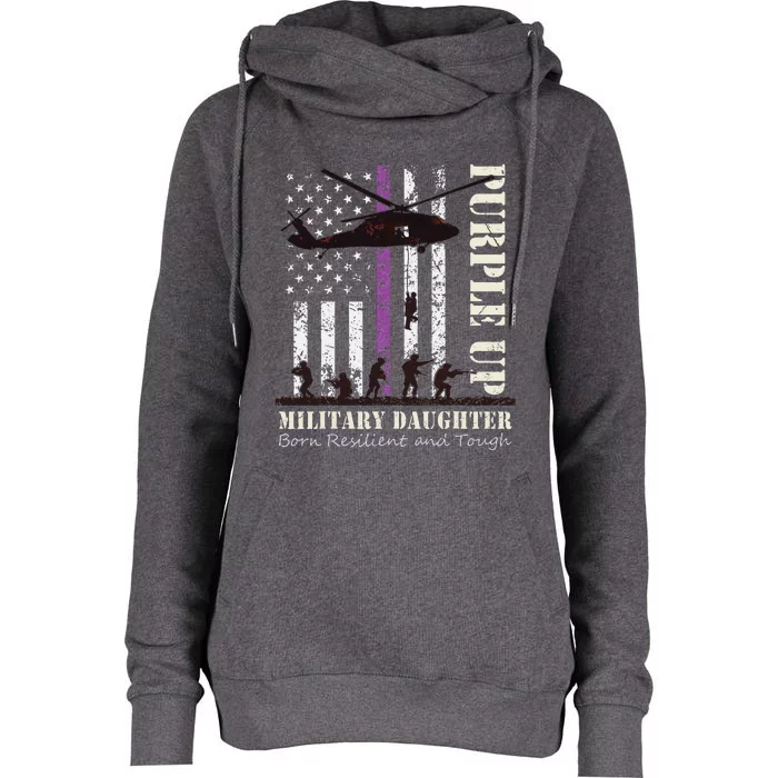 Purple Children's Dress Up Military Children's Month American Flag Womens Funnel Neck Pullover Hood