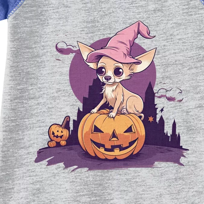 Pumpkin Chihuahua Dog October Fall Autumn Halloween Graphic Cute Gift Infant Baby Jersey Bodysuit