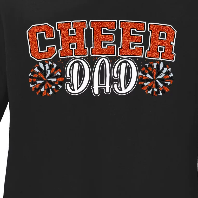 Proud Cheer Dad My Favorite Cheerleader Calls Me Dad Orange Ladies Long Sleeve Shirt