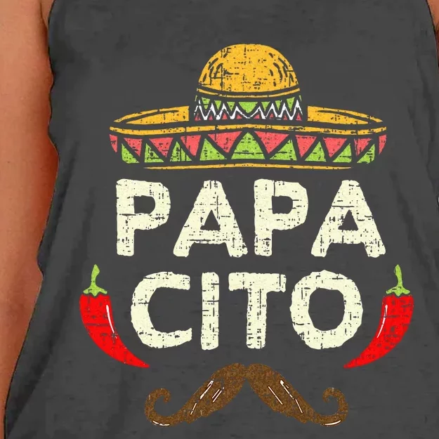 Papacito Cinco De Mayo Dad Fiesta Mexican Women's Knotted Racerback Tank