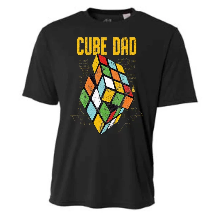 Puzzle Cube Dad Speed Cubing 80's Vintage Math Cooling Performance Crew T-Shirt