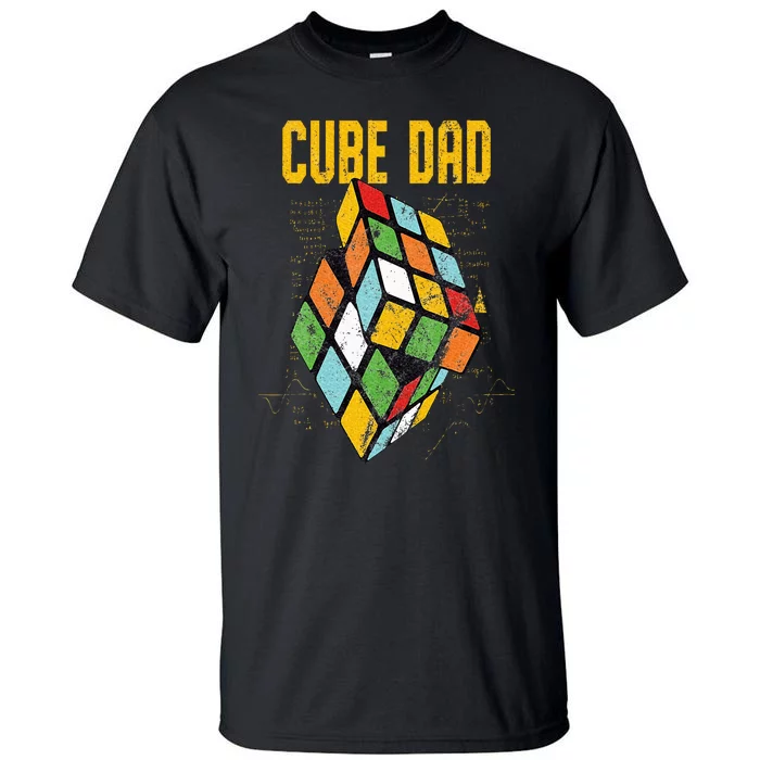 Puzzle Cube Dad Speed Cubing 80's Vintage Math Tall T-Shirt