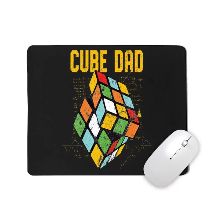 Puzzle Cube Dad Speed Cubing 80's Vintage Math Mousepad