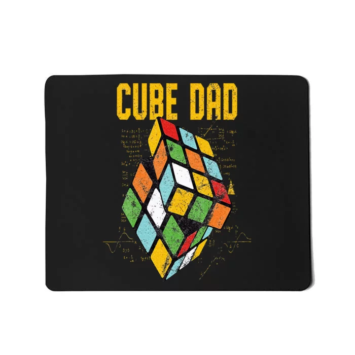 Puzzle Cube Dad Speed Cubing 80's Vintage Math Mousepad