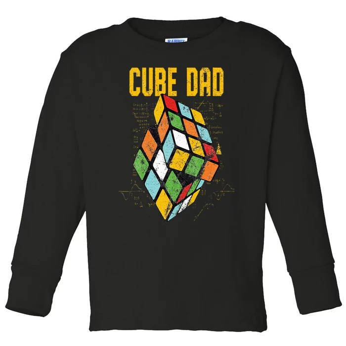 Puzzle Cube Dad Speed Cubing 80's Vintage Math Toddler Long Sleeve Shirt