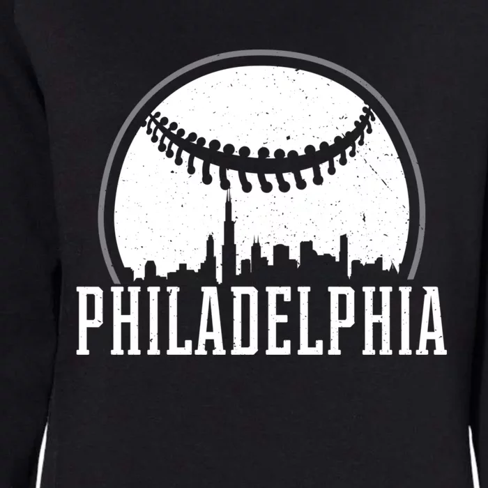 Philadelphia Cityscape Design Gift Retro Baseball Gift Womens California Wash Sweatshirt