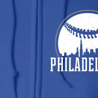 Philadelphia Cityscape Design Gift Retro Baseball Gift Full Zip Hoodie