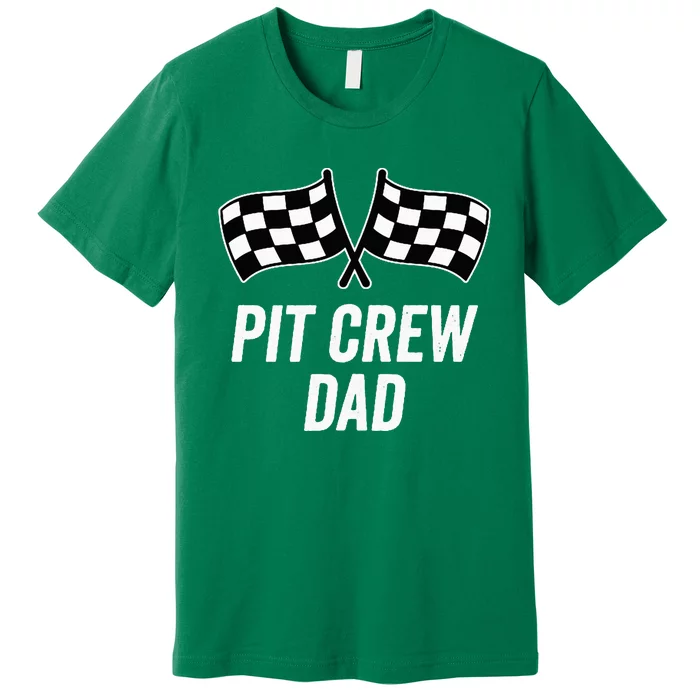 Pit Crew Dad Checkered Flag Hosting Race Car Birthday Partie Premium T-Shirt